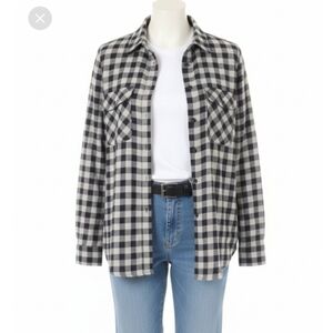 Madewell ex-boyfriend flannel button up blue gray shirt size S